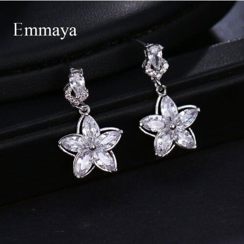 Emmaya Season New Arrival Dazzling Star-shape Silver Plated With Frame AAA Zirconia For Ladies Shiny Earring Attractive In Party