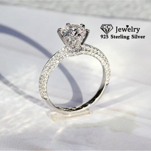 CC S925 Sterling Silver Rings For Women Cubic Zirconia Ring Bridal Wedding Engagement Luxury Fine Jewelry Drop Shipping CC1628
