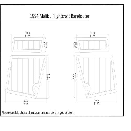 1994 Malibu Flightcraft Barefooter Storage Pad Boat EVA Teak Decking 1/4" 6mm