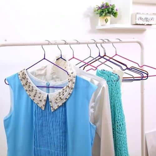 41cm 10 pcs/lot Anti-skid Plastic Coat Hanger Fashionable Quality PVC Coated Clothes Hangers Dry-wet Clothing Hanging
