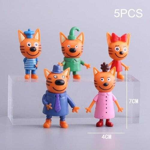 5PCS/Lots Russian Three Cats Happy Kittens Action Figures Toys Cat Figurines Cartoon Model Doll For Kids Children Christmas Gift