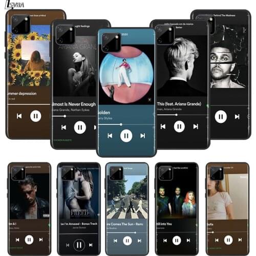 Android music player For OPPO Realme Narzo 20 C2/3/11/12/15/17 X2 X3 X7 XT X50 Q2i V3 V5 V15 Pro Black Silicone Soft Phone Case