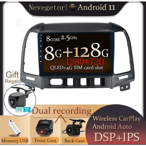 Android 11 Unit 8G+128G Car Radio Multimedia Video Player For Hyundai Santa Fe 2 2006-2012 Vehicle Navigation GPS 2 din n