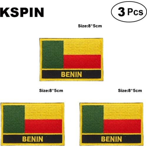 Benin Rectangular Shape Flag patches embroidered flag patches national flag patches for clothing DIY Decoration