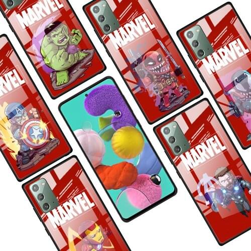 Marvel hero cute cartoon for Samsung Galaxy Note 20 Ultra 10 Lite Plus 9 8 5G A70 A50 A40 A30 A20 Tempered Glass Phone Case