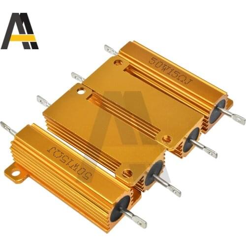 50W Aluminum Power Metal Shell Case Wirewound Resistor 0.1R ~ 15R 0.1 0.5 1 2 4 8 5 10 12 15K ohm Resistance RX24 Lgmopnrq