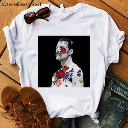 Women T-Shirt Freddie Mercury tshirt print harajuku Tops vogue o-neck Queen t shirt female short sleeve rock clothes cute shirt