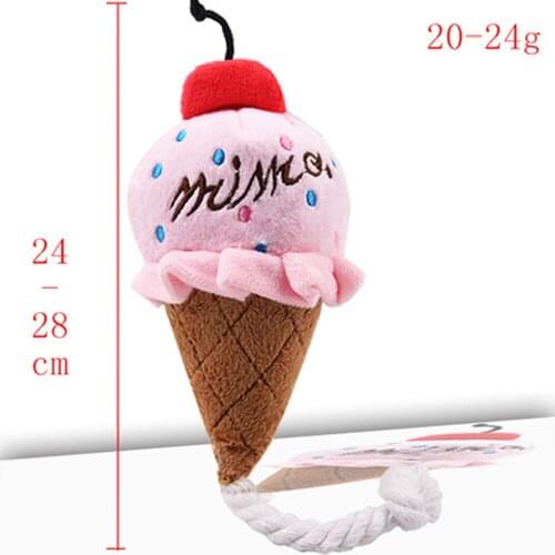 1PC Ice Cream Squeak Dog Toy Puppy Chew Training Sounding Pet Toys Fleece Shape Chew Bite Creative Play Molar Plush Dogs Toys