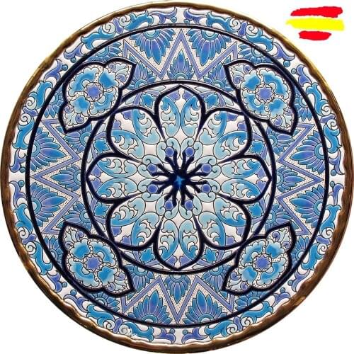 Ceramic plate - 36 cm/14,2 inch diameter - Spanish CERAMIC - enameled up handmade - Made in Spain - gold 24k - MIJASCERAMIC