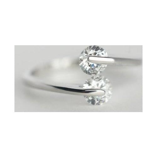 Korean FASHION Simple 925-sterling-silver Heart & Arrows stone AAA+ Rhinestones Adjustable Ring Double CZ GTLJ1008