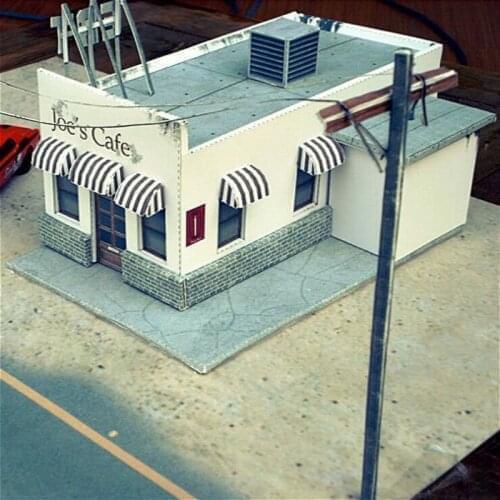 Street Scene Layout HO Scale Roadside Cafe Model 1:87 1:72 1:64 Assembled Building Paper Mold