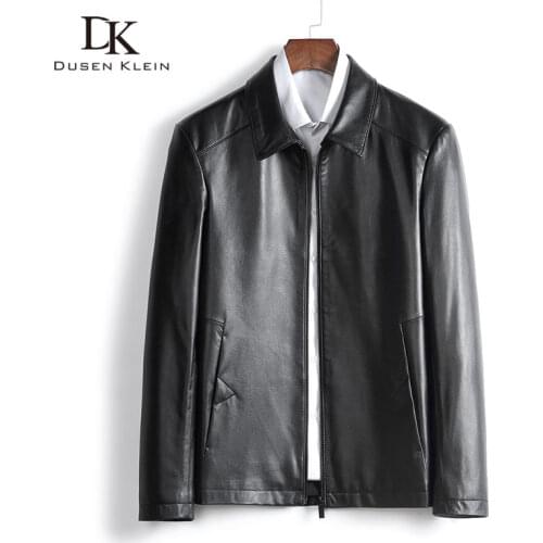 Men Genuine Leather Jacket Real Cow Leather Jackets Casual Short Black Pockets Autumn New Jacket for Man 605