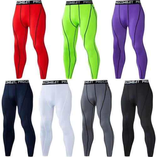 Men Cycling Pants Solid Fitness Running Training Sports Pants Breathable Quick-drying Male Stretch Tights Sportswear Trousers