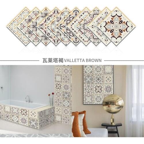 Easy To Apply10PCS Pack Home Kitchen Bathroom Backsplash Vintage Vinyl Tile Stickers Waterproof Removable Wall And Floor Decals