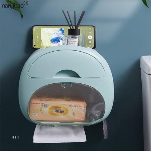Wall mounted Bathroom Large-Capacity Storage Box Punch-Free Roll Paper Drawer Garbage Bag Household Goods Bathroom Accessories