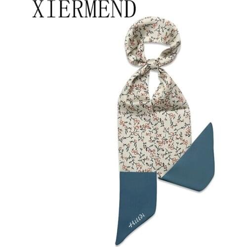 New Spring summer scarves ins double-side small scarf French hair band narrow slender little ribbon women skinny scarf