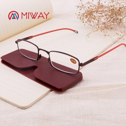 MIWAY Unisex Reading Glasses Newest Mini Portable Presbyopic Glasses Metal Case Spring Hinge Eyeglasses Vision Care+1+1.5+2.0+3