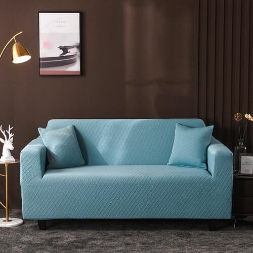 Solid Color Sofa Cover Stretch Elastic For Living Room Jacquard Couch Slipcover Sectional Sofa Covers 1/2/3/4 Seater
