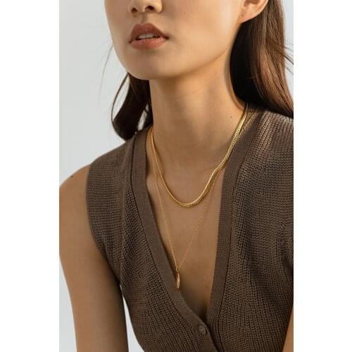 Brass With 18K Gold Snake Chain Chunky Necklace Punk Party T Show Runway Designer Club Japan Korean