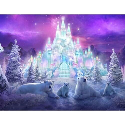 Scenery diamond painting castle bears animals rhinestone embroidery picture puzzle fish diamond art drawing wall sticker decor