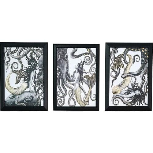 Full Square/Round Drill 5D DIY diamond painting 3pc Mermaid and Octopus pictures mosaic Diamond Embroidery Wall Arts J1263