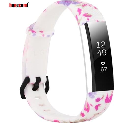Honecumi Women Wrist Band For Fitbit Alta HR / For Fitbit Alta Flower Pattern Adjustable Strap Bracelet Watch Replacement