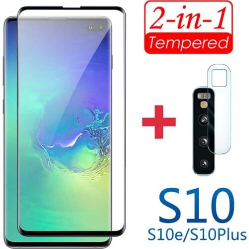 S10plus Screen Protector 2in1 For samsung galaxy s10e Tempered Glass s 10 e plus 10e 10s 10plus With Camera Lens Protective Film