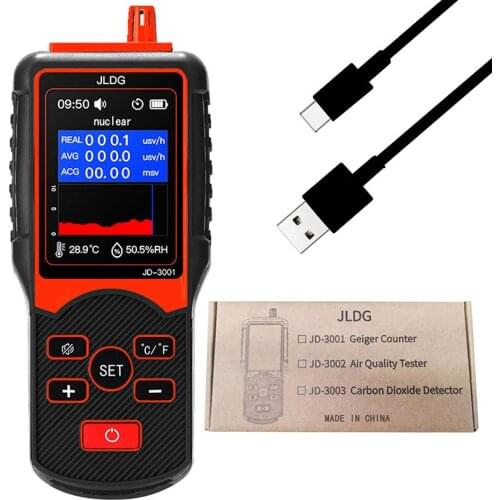 JD-3001 Geiger Counter and Electromagnetic Radiation Detector Temperature&Humidity Measurement Device with Data Export Function
