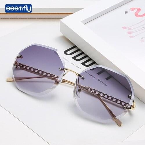 Seemfly Retro Polygon Sunglasses UV400 Men Women Luxury Multi Color Lens Sun Glasses Vintage Frameless Fashion Spectacle Unisex
