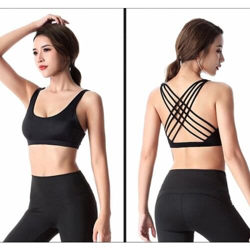 Fitness Sports Bra for Women Push Up Solid Cross Back Yoga Running Gym Training Workout Femme Padded Underwear Crop Tops Female