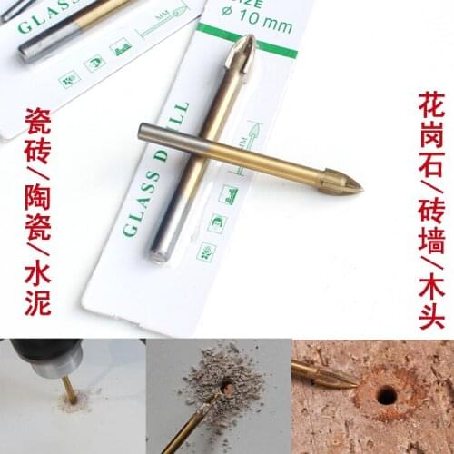 Fixmee 5pc/lot Ti-coated 8mm Tungsten Carbide Tile Glass Cross Spear Point Head Drill Bits