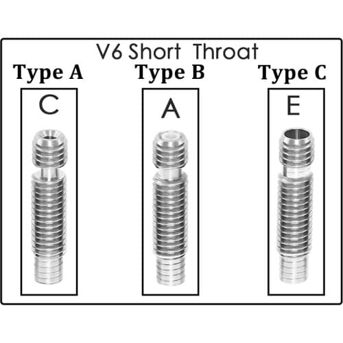 V6 Throat Heatbreak Short Heat Break Titanium PTFE All-Metal M6 for 1.75mm 3mm Filament 3D Printer Extruder Hotend Volcano