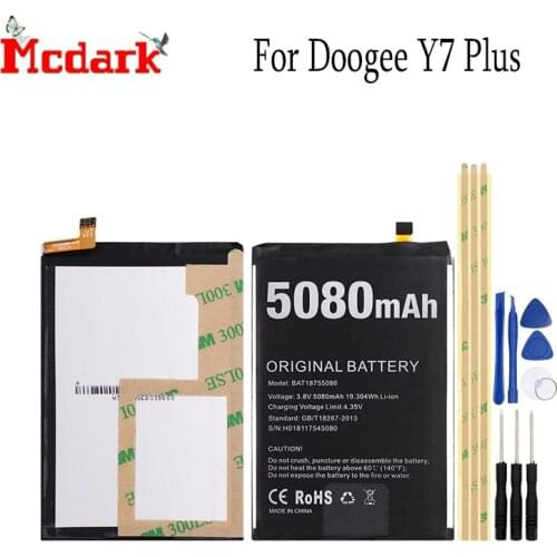 For Doogee Y7 Plus Battery Replacement High Quality Large Capacity 5080mAh Back Up Bateria For Doogee Y7 Plus Smart Phone+tools