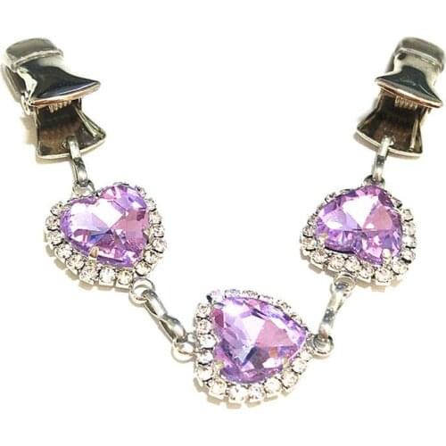 Romantic Lavender Heart Cinch Cardigan Dress Costume Sweater Clip Cloak Clasp Women Crystal Brooch Scarf Clamps