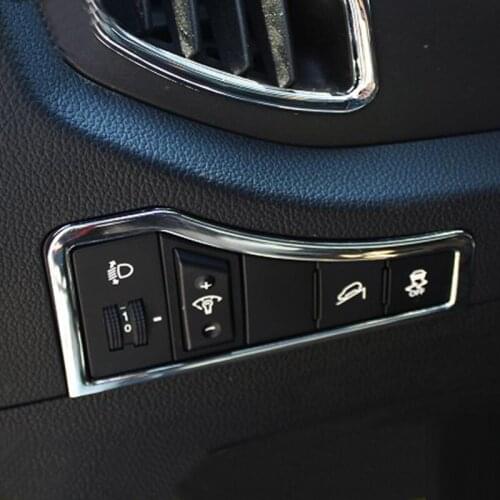 1Piece ABS Chrome Headlight Switch Cover Circle Stickers For Kia Sportage R SportageR 2011-2016 Accessories,chromium styling