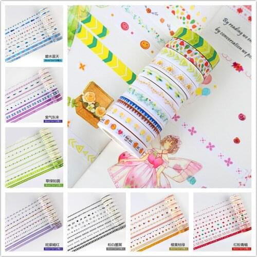 10PCS/Lot Scrapbooking DIY Material Washi Tape Journal Scotch Decorative Stickers Masking Tape Stationery Supplies Kawaii Bullet