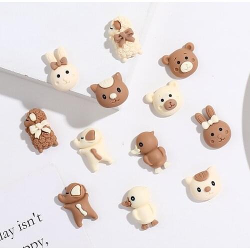 10Pcs Mini Cartoon Animals Flatback Resin Cabochon Phone Case Nail Art Decoration DIY Scrapbooking Hair Bows Center Accessories