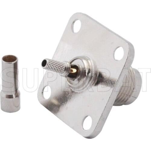 Superbat 10pcs TNC Crimp Jack Female with 4 hole Panel Mount RF Coaxial Connector for Cable RG174,RG316,LMR100