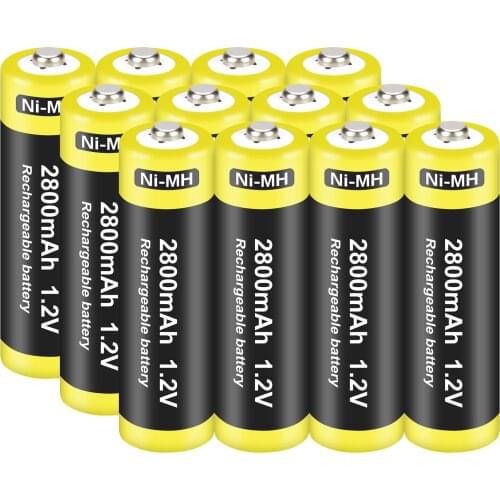 12 pcs High-Capacity 2800mAh AA 1000mAh AAA NiMH Rechargeable Batteries