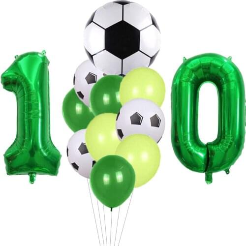 18" Football Balloons Green Number Foil Balloon 12" Latex Balloons Football Theme Party Childrens Birthday Party Decorations