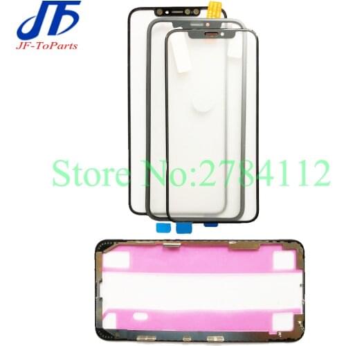 2Set 4 in 1 Replacement For iPhone X XS Max XR Front Screen Outer Glass Len with OCA Middle Frame Bezel Chassis sticker