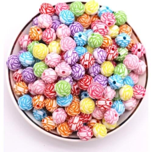 11mm Washed Acrylic Rose Flower Loose Colorful Beads Handicrafts DIY Child Gift Necklace Clothing Accessories 20/40pcs