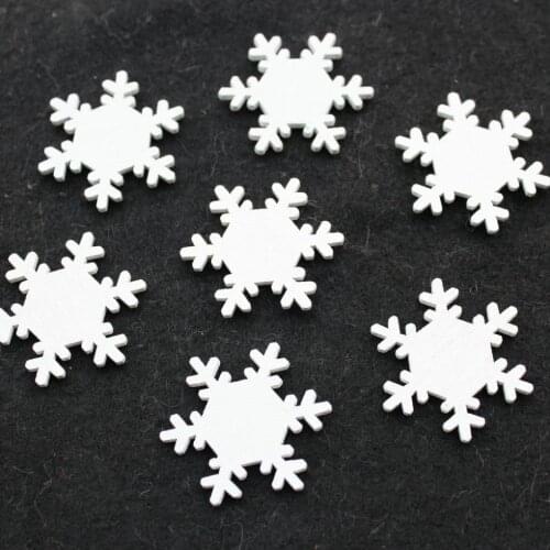 300pcs big White wooden snowflake christmas pendants cabochons no holes flatback ( double sided ) 32mm D25
