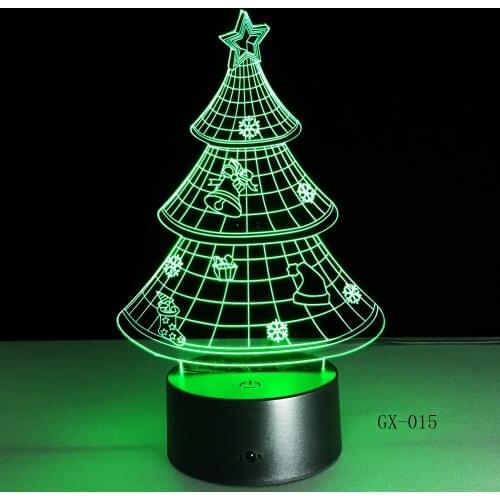 3D Led Light Christmas Small Tree Luminaria 7 Colors Table USB Led Lampe Lamp Touch Button Christmas Decor For Home 015
