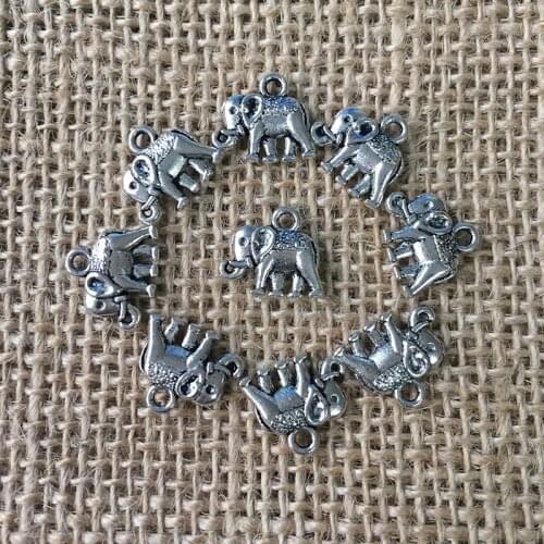 44 Pcs/lot 13x12mm Cute Elephant Charms for Jewelry Making Antique Silver Plated Pendant for DIY Necklace Bracelet Earrings A036