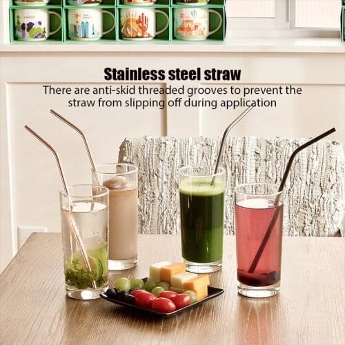 5pcs Rainbow Color Reusable Metal Straw Set with Cleaner Brush Stainless Steel Drinking Milk Drinkware Bar Party Accessory