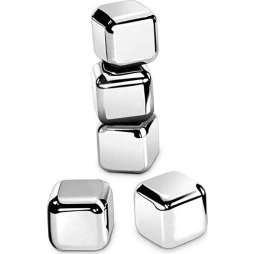 8PCS Stainless Steel Reusable Ice Cubes Frozen Ice Blocks Maker Whiskey Ice Cube Maker Useful Wine Beer Cooler