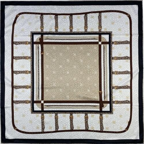 90cm Luxury Twill Silk Square Scarf Shawl Women Brand Leopard Hijab Scarf Bandana Handmade Curled Foulard Head Scarves Warps