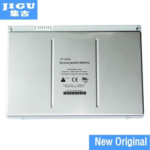 JIGU Free shipping A1189 MA458 Original Laptop Battery For APPLE MacBook Pro 17" A1151 A1229 MA092 MA611 MA897*/A MB166*/A 68WH
