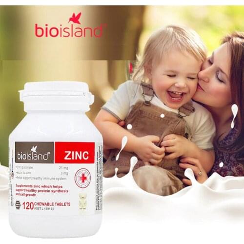 Australia Bio Island ZINC Supplement Milk Flavour Chewable 120Tablets for Children Immune system Growth Development Healthy skin